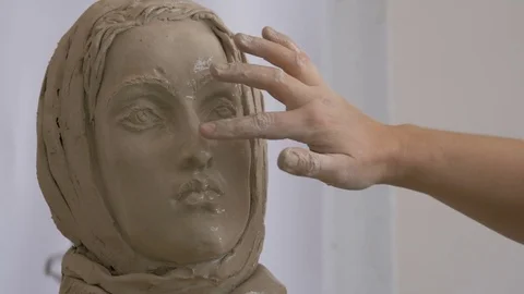 A sculpture made of clay. Stock Footage 83135257