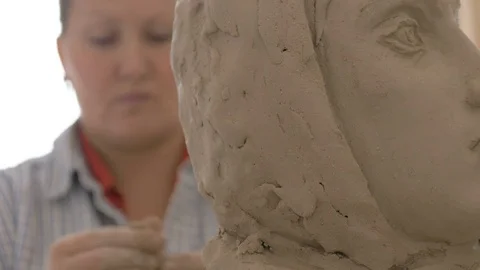 A sculpture made of clay. Stock Footage 83135693