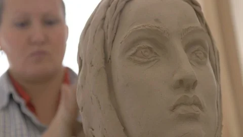 A sculpture made of clay. Stock Footage 83135805