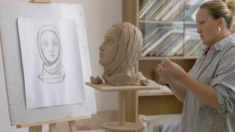 A sculpture made of clay. Stock Footage 83135879