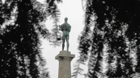 Sculpture Of A Man In Blegrade Stock Footage 119989320