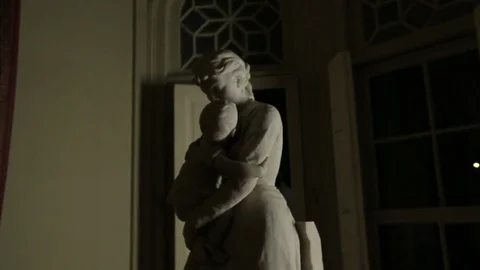 Sculpture at night 스톡 동영상 77051327