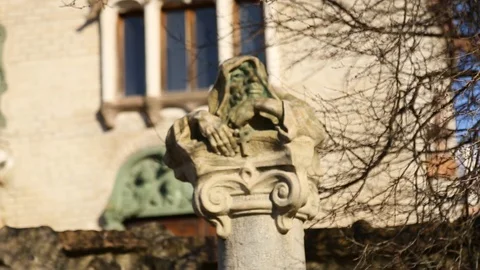 Sculpture of the old monk Stock Footage 91034349