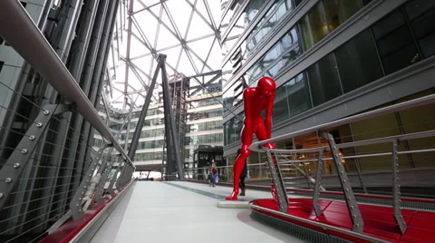 Sculpture of red man Stock Footage 35104769