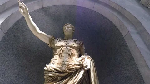 Sculpture of roman emperor in Vatican Rome Stock Footage