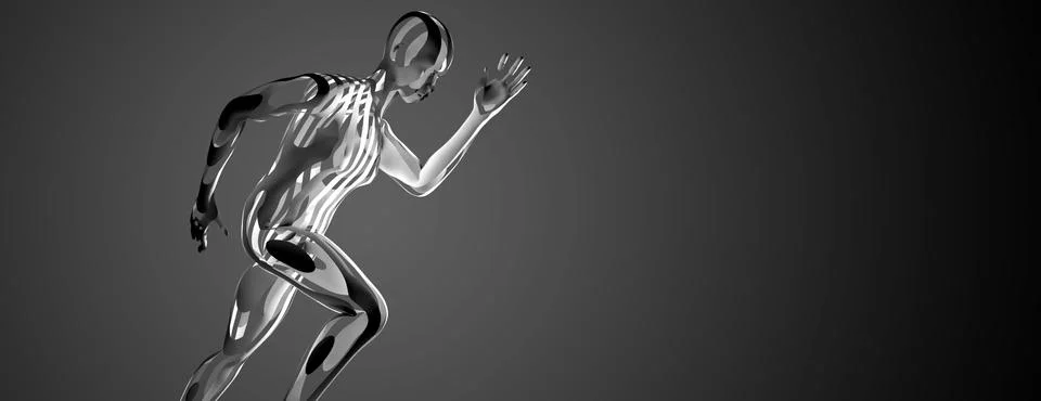 Sculpture of a running athlete. 3D rendering. Stock Illustration