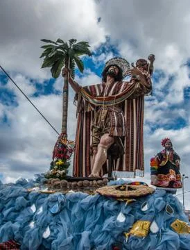 Sculpture of San Cristobal during the procession of Corpus Chris Stock Photos