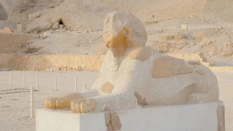 Sculpture of Sphinx in The Courtyard Stock Footage 128273543