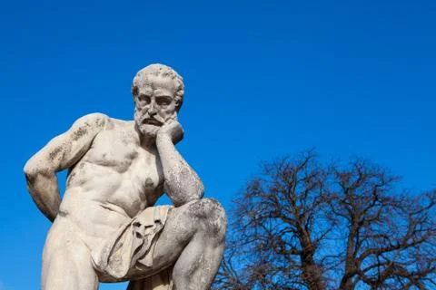 Sculpture of a thinking philosopher Stock Photos