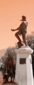 Sculpture of two explorers Stock Photos