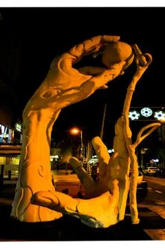 SCULPTURE OF TWO HANDS Stock Photos