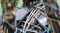 Sculpture of woman, made of electric wires and electronic devices HD Footage