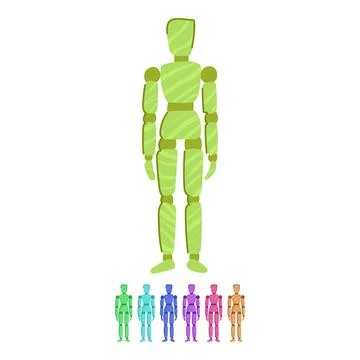 Sculpture wood man model vector cartoon graphic Stock Illustration