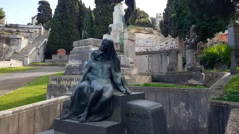 Sculptures in a cemetery Stock Footage 201473995