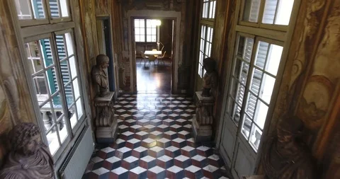 Sculptures in corridor Stock Footage 120521589