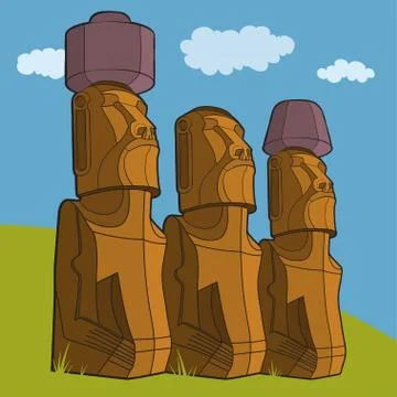 Sculptures of Easter island Rapa Nui Stock Illustration