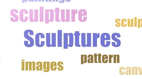 Sculptures Tag Cloud Animated On White Background Stock Footage 103562017
