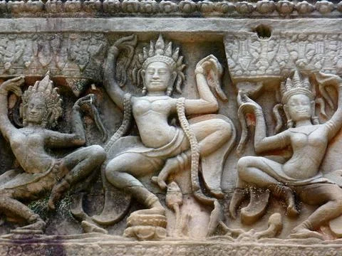  Sculpure in Preah Khan Sculpure in Preah Khan in Siem Reap, Cambodia Copy... Stock Photos