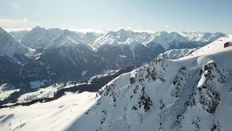 Scuol Mountain by drone Stock Footage
