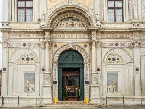 Scuola Grande di San Marco - Venice Entrance of the Great School of San Ma... Stock Photos