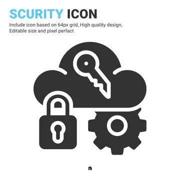 Scurity icon vector with glyph style isolated on white background 스톡 일러스트