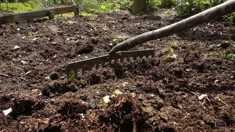 Scythe Digging the Brown Soil  Stock Footage 108012011