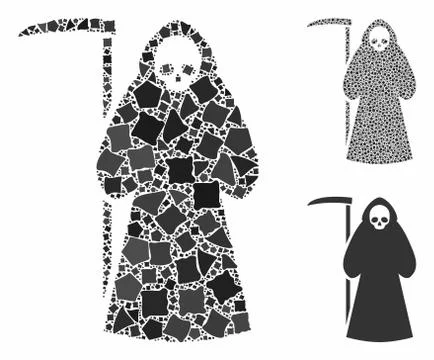 Scytheman Composition Icon of Trembly Elements Stock Illustration