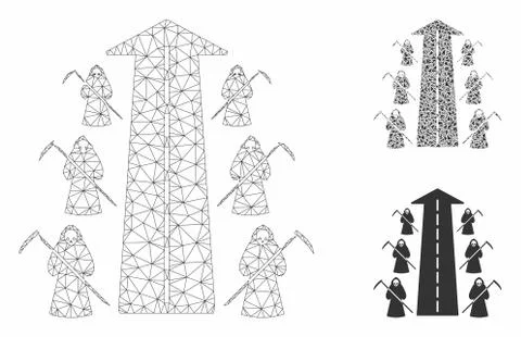 Scytheman Future Road Vector Mesh 2D Model and Triangle Mosaic Icon Stock Illustration