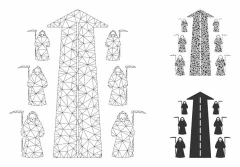 Scytheman Future Road Vector Mesh 2D Model and Triangle Mosaic Icon Stock Illustration