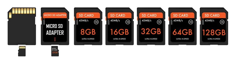 SD And Micro sd card with adapter Stock Illustration