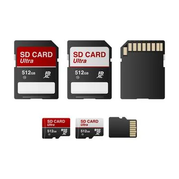 SD and Micro SD card isolated on white background, vector illustration Stock Illustration