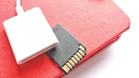 SD card camera reader. Portable device for transfer data,  images, photos, video 스톡 동영상 304249883