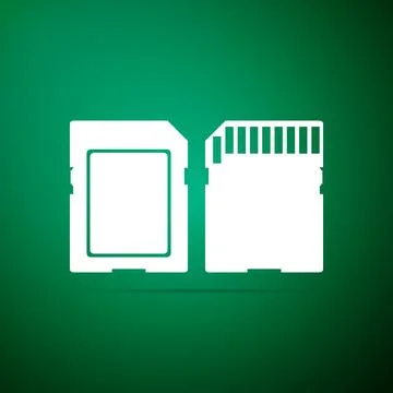 SD card icon isolated on green background. Memory card. Adapter icon. Flat Stock Illustration