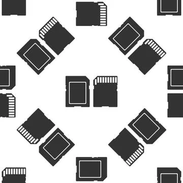 SD card icon seamless pattern on white background. Memory card. Adapter icon Illustrazione stock