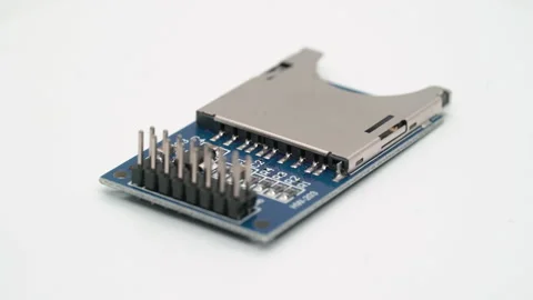 SD card reader electronic component. Small single board computer device. 스톡 동영상 169318256