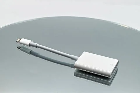 Sd card reader to lightning connector Stock Photos