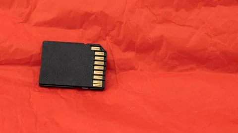 Sd card on red background Foto stock