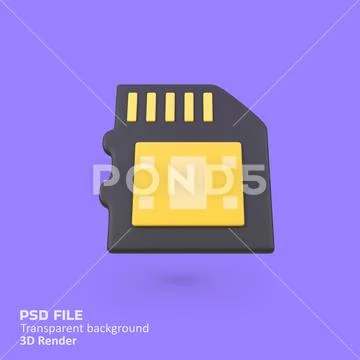SD Card Storage isolated 3d render icon illustration PSD Template