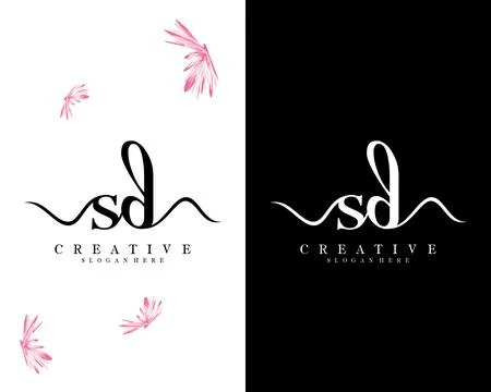 Sd, ds creative script font letter logo design template vector Illustrazione stock