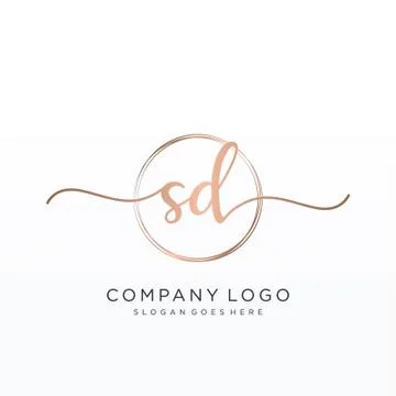 SD Initial handwriting logo design Stock Illustration