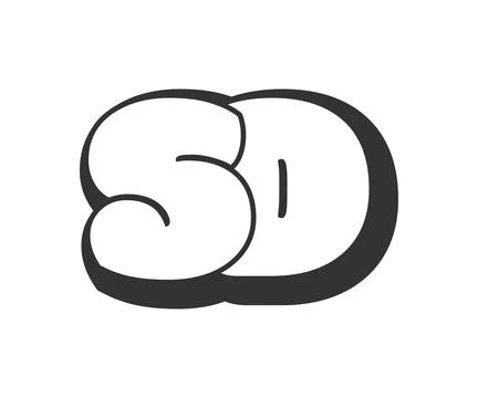 SD logo, bubble comic lettering, rounded in graffiti style black and white .. Stock Illustration