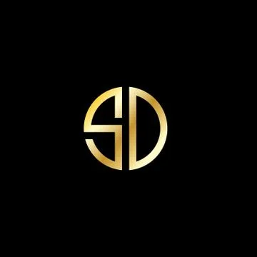 Sd logo. gold sd initials logo Stock Illustration