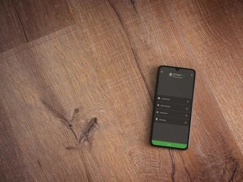 SD Maid app launch screen with logo on the display of a black mobile smartpho Stock Photos