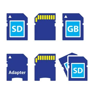 SD, memory card, adapter icons set Stock Illustration