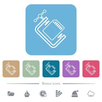 SD memory card compress outline flat icons on color rounded square background Illustrazione stock