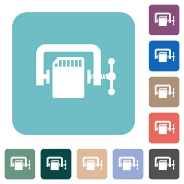 SD memory card compress solid rounded square flat icons Stock Illustration