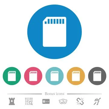SD memory card flat round icons Stock Illustration