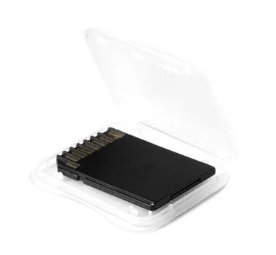 SD memory card in holder isolated on white Stock Photos