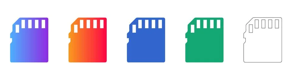 SD Memory Card Icon Collection Stock Illustration