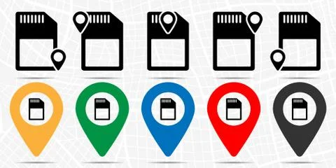 Sd memory card icon in location set. Simple glyph, flat illustration element  Stock Illustration
